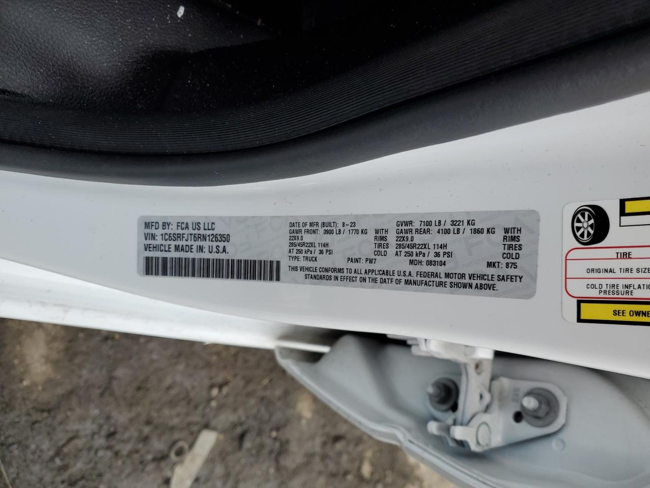 2024 Ram 1500 Laramie VIN: 1C6SRFJT6RN126350 Lot: 91764385