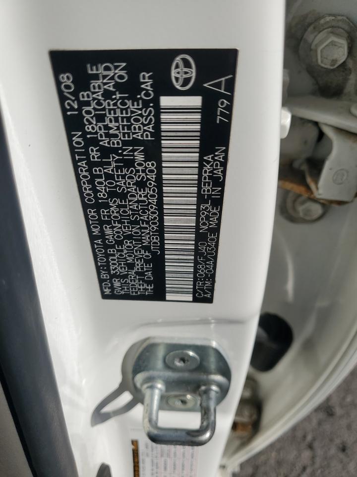 2009 Toyota Yaris VIN: JTDBT903094059408 Lot: 91205975