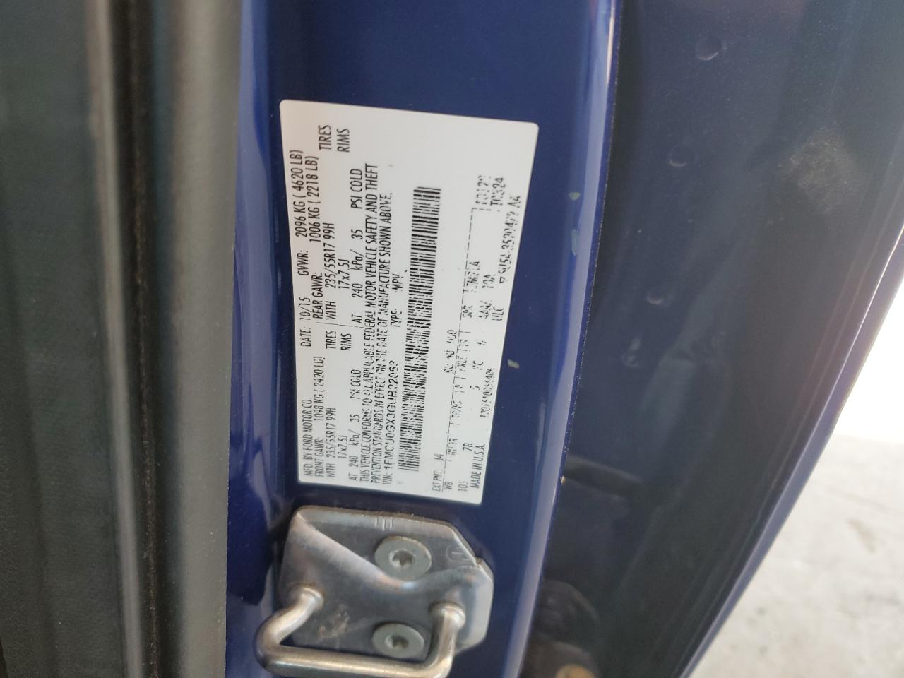 2016 Ford Escape Se VIN: 1FMCU0GX3GUB22063 Lot: 91651465