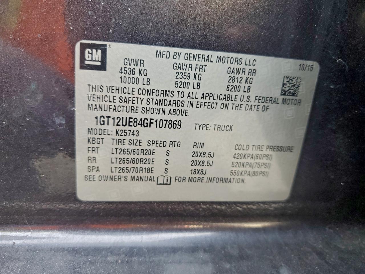2016 GMC Sierra K2500 Denali VIN: 1GT12UE84GF107869 Lot: 93153275