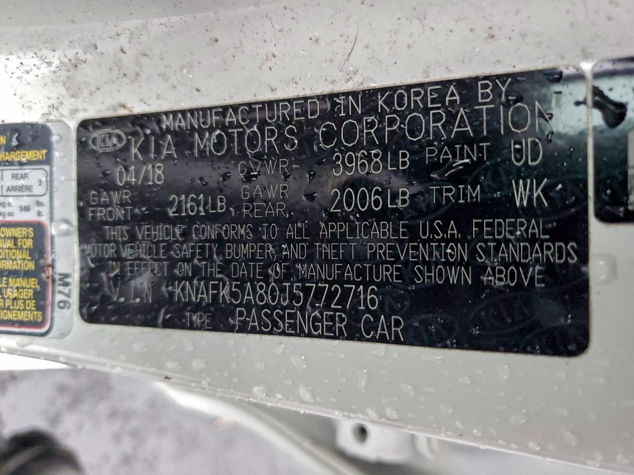 2018 Kia Forte Lx VIN: KNAFK5A80J5772716 Lot: 94303655