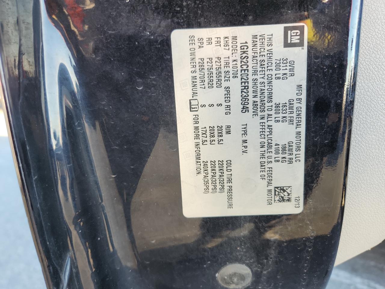 2014 GMC Yukon Slt VIN: 1GKS2CE02ER236945 Lot: 92738125