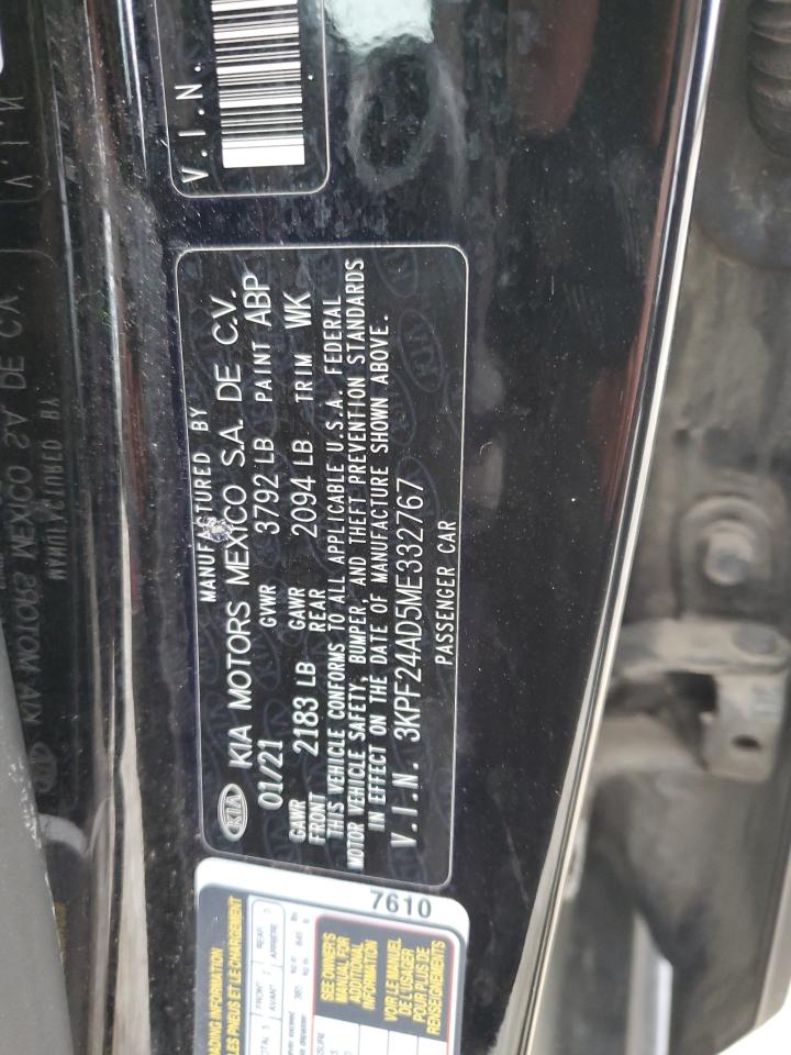 2021 Kia Forte Fe VIN: 3KPF24AD5ME332767 Lot: 91828015