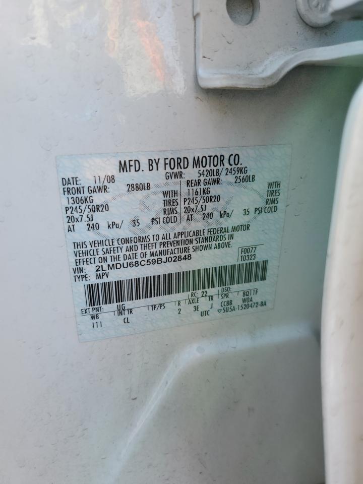 2009 Lincoln Mkx VIN: 2LMDU68C59BJ02848 Lot: 92831605