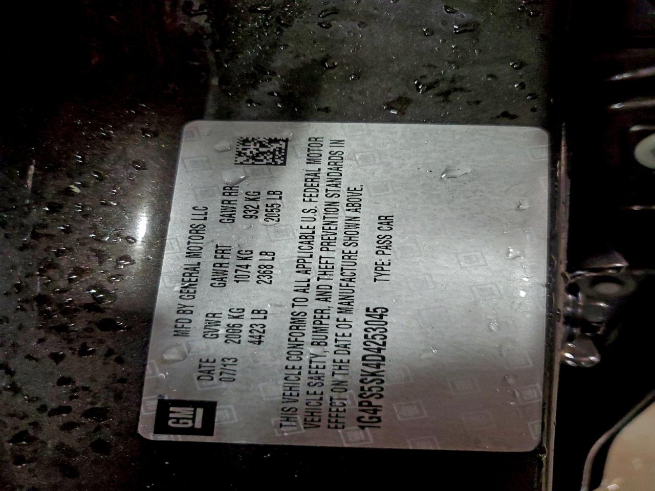 2013 Buick Verano VIN: 1G4PS5SK4D4253045 Lot: 94149605