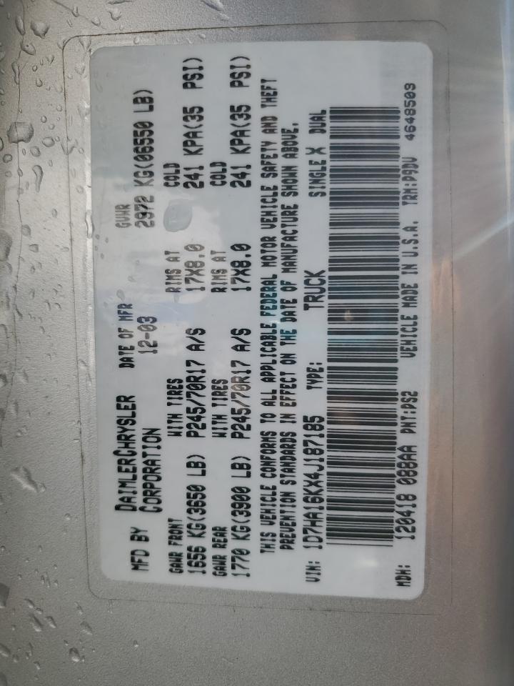 2004 Dodge Ram 1500 St VIN: 1D7HA16KX4J187185 Lot: 91111905