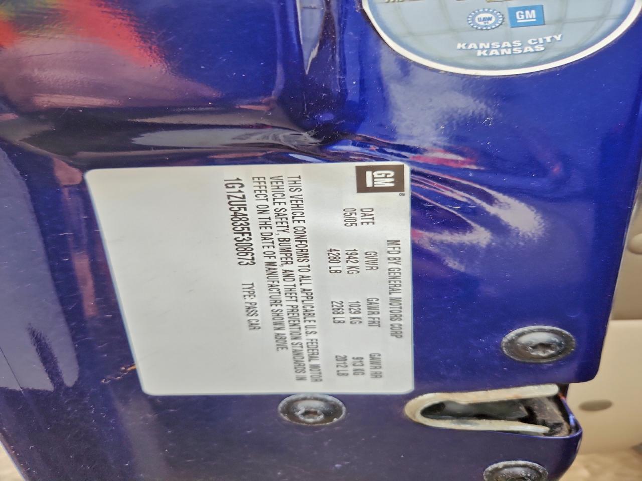 2005 Chevrolet Malibu Lt VIN: 1G1ZU54835F308673 Lot: 94187145