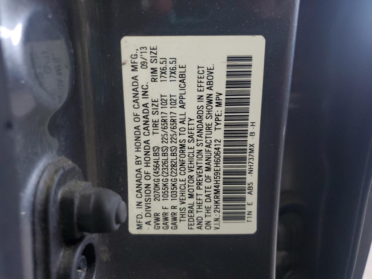 2014 Honda Cr-V Ex VIN: 2HKRM4H59EH606412 Lot: 93475715