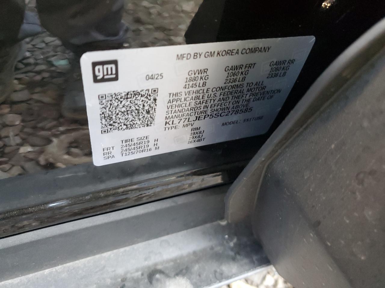 2025 Chevrolet Trax 2Rs VIN: KL77LJEP5SC278585 Lot: 91558395