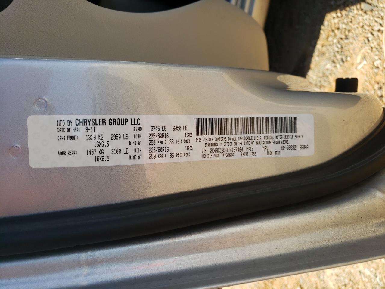 2012 Chrysler Town & Country Touring VIN: 2C4RC1BG9CR127404 Lot: 91946535