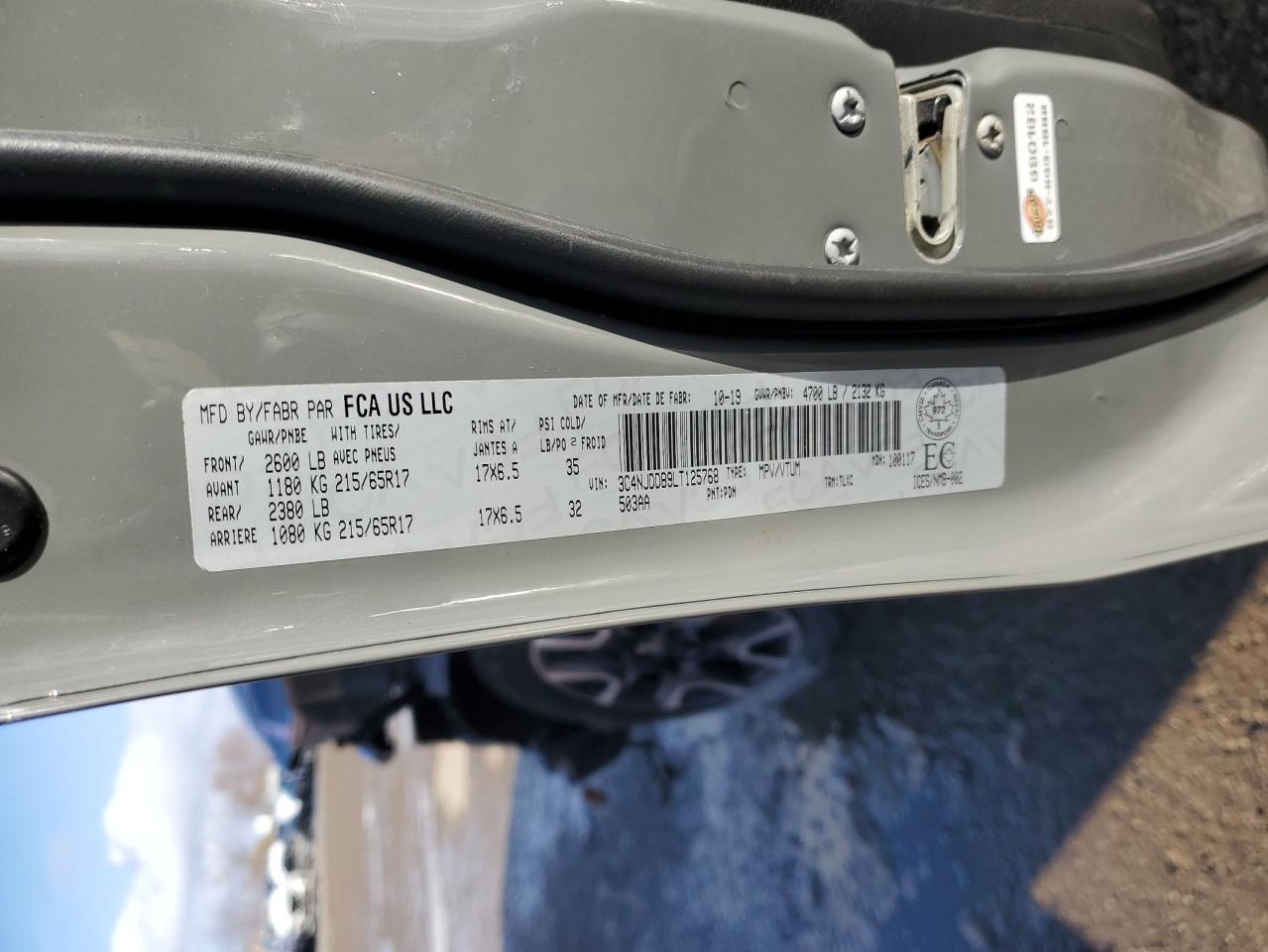 2020 Jeep Compass Trailhawk VIN: 3C4NJDDB9LT125768 Lot: 90746445