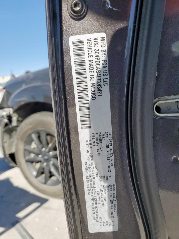 2020 Dodge Journey Se VIN: 3C4PDCAB4LT243421 Lot: 92020685