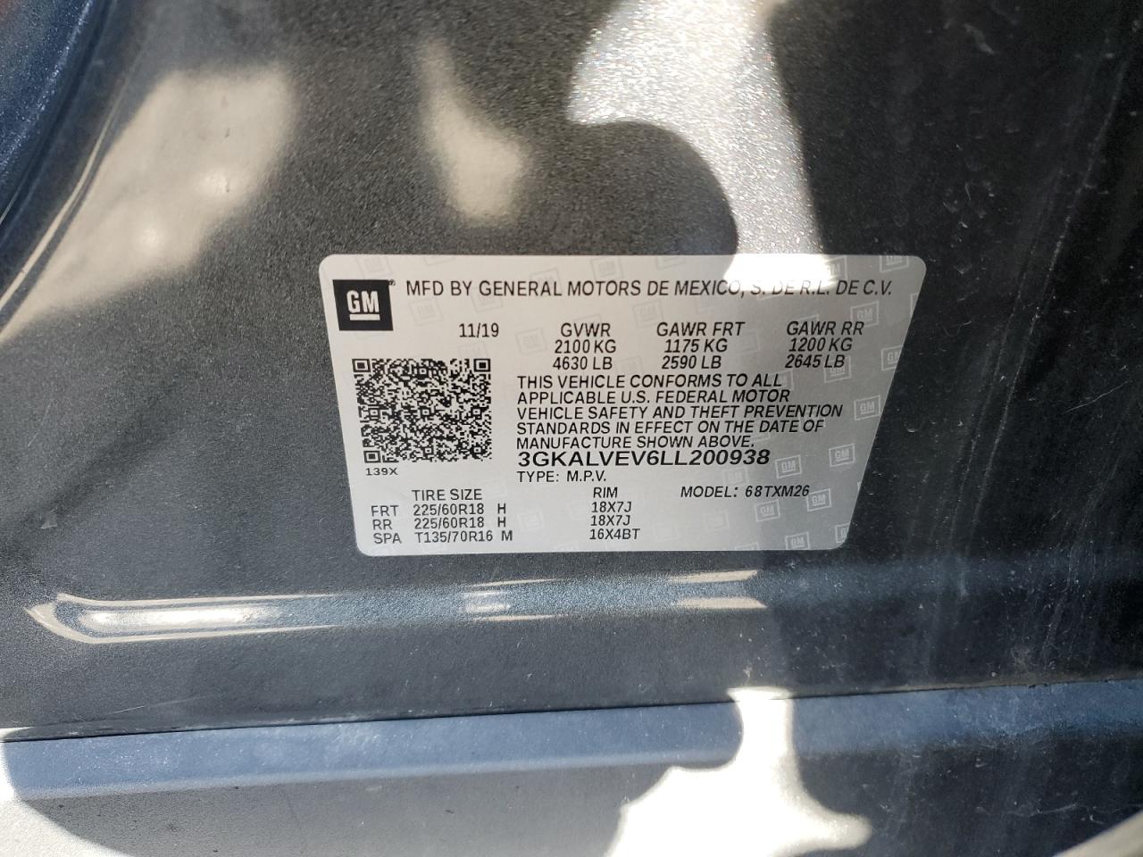 2020 GMC Terrain Slt VIN: 3GKALVEV6LL200938 Lot: 92187795