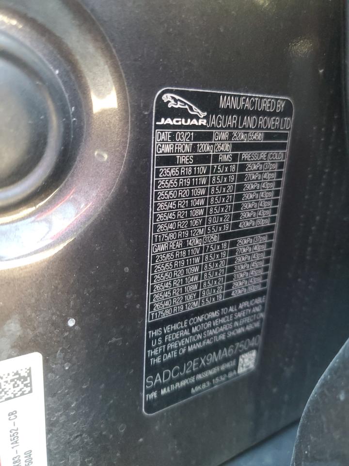 2021 Jaguar F-Pace S VIN: SADCJ2EX9MA675040 Lot: 91145125