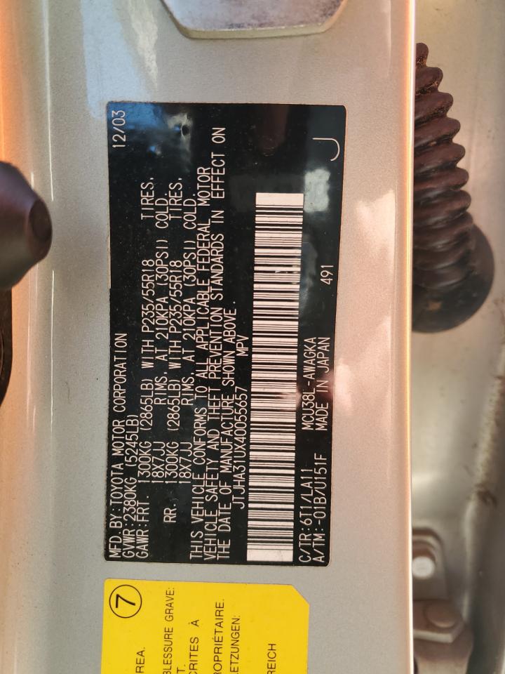 2004 Lexus Rx 330 VIN: JTJHA31UX40055657 Lot: 90751055