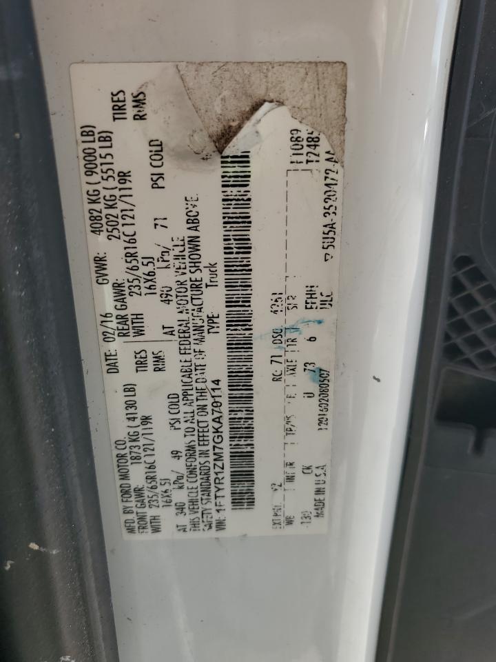 2016 Ford Transit Delivery Van VIN: 1FTYR1ZM7GKA70114 Lot: 93708835