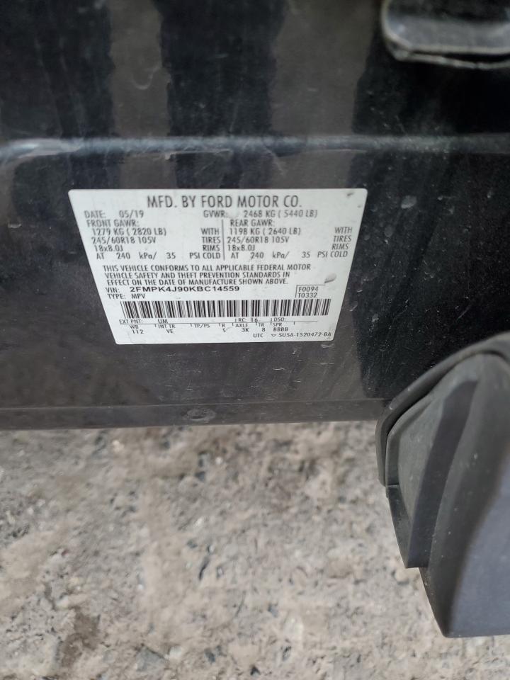 2019 Ford Edge Sel VIN: 2FMPK4J90KBC14559 Lot: 92907055