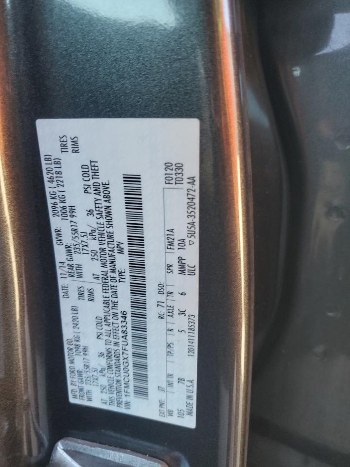 2015 Ford Escape Se VIN: 1FMCU0GX7FUA83346 Lot: 93063145