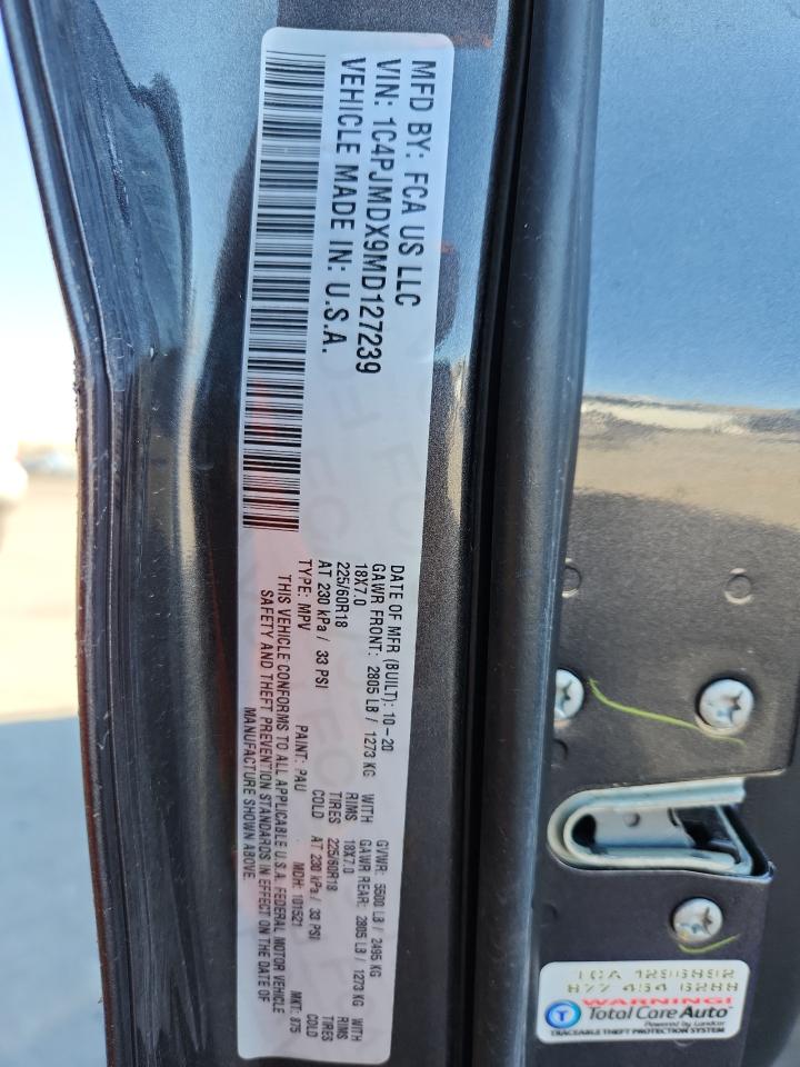 2021 Jeep Cherokee Limited VIN: 1C4PJMDX9MD127239 Lot: 87286635