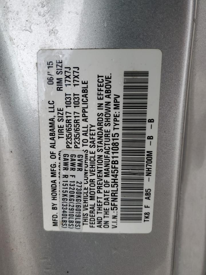 2015 Honda Odyssey Ex VIN: 5FNRL5H45FB110815 Lot: 93614955