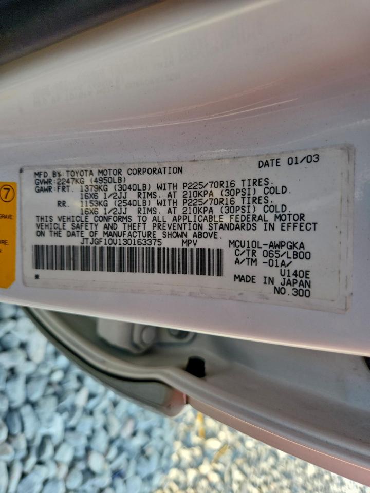 2003 Lexus Rx 300 VIN: JTJGF10U130163375 Lot: 94672615