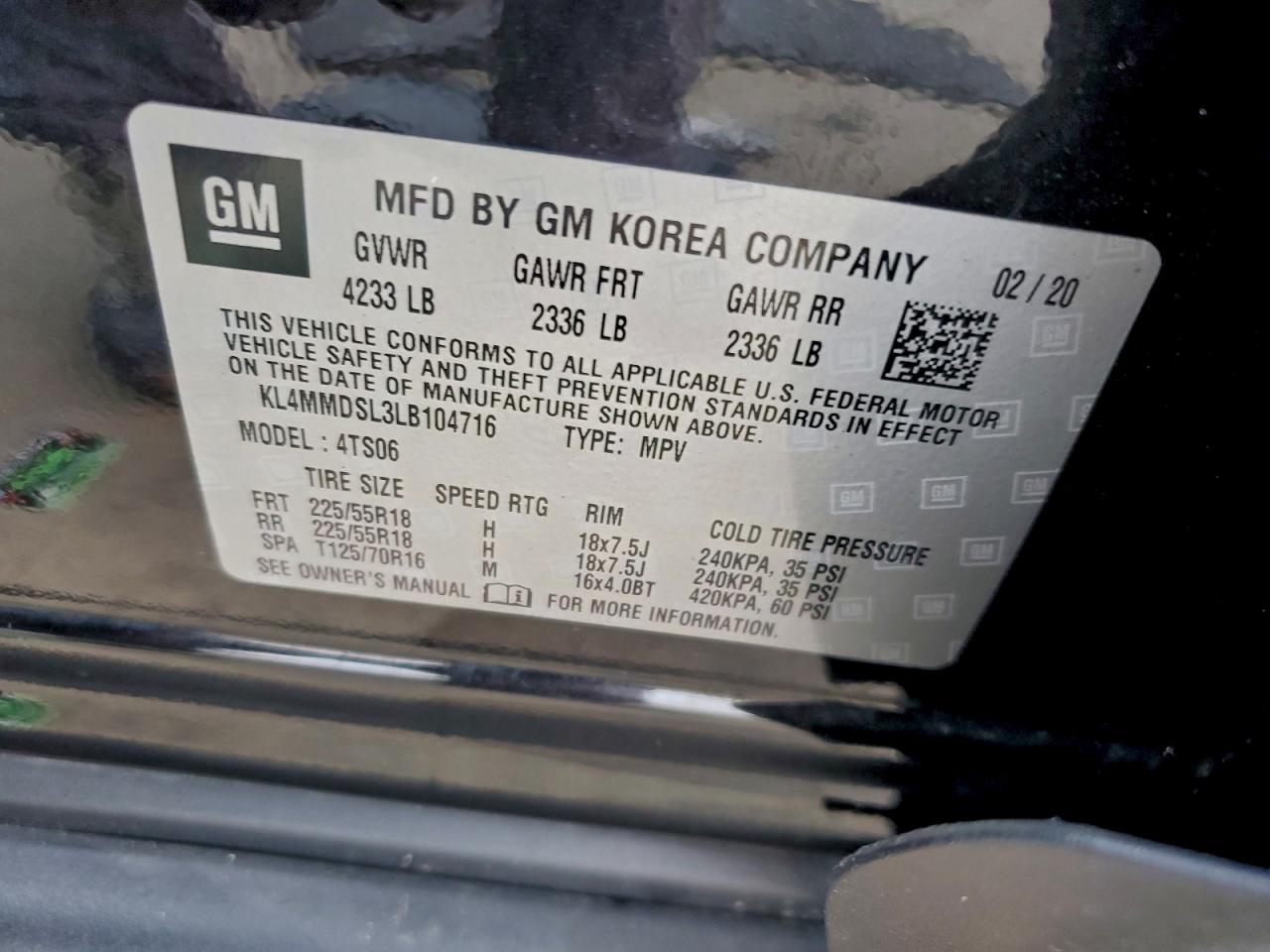 2020 Buick Encore Gx Select VIN: KL4MMDSL3LB104716 Lot: 94031575