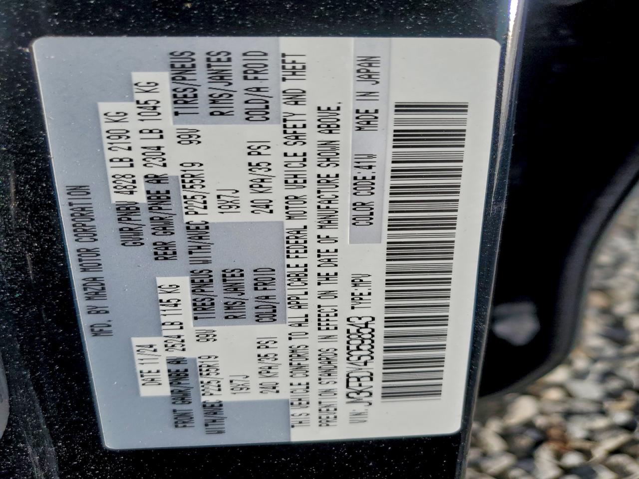 2025 Mazda Cx-5 Premium VIN: JM3KFBDY4S0598543 Lot: 94095325