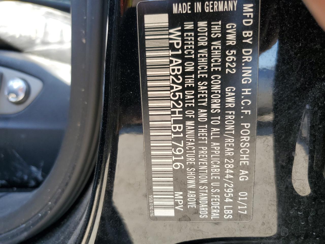 2017 Porsche Macan S VIN: WP1AB2A52HLB17916 Lot: 91454955