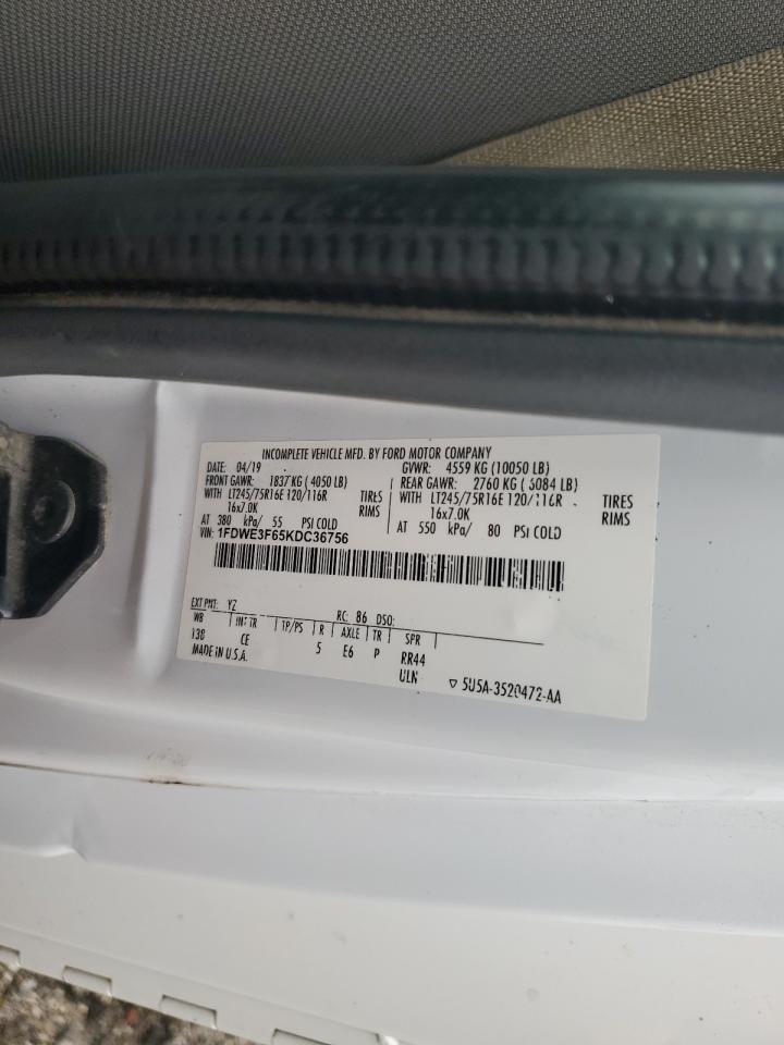 2019 Ford Econoline E350 Super Duty Cutaway Van VIN: 1FDWE3F65KDC36756 Lot: 92367955