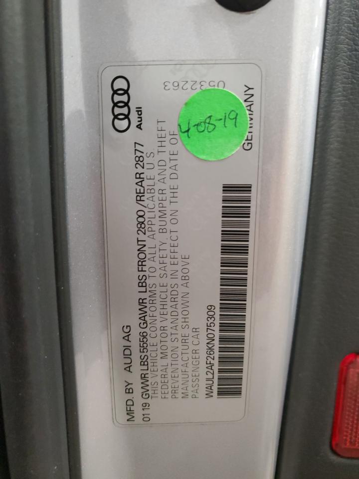 2019 Audi A6 Premium Plus VIN: WAUL2AF26KN075309 Lot: 93204315