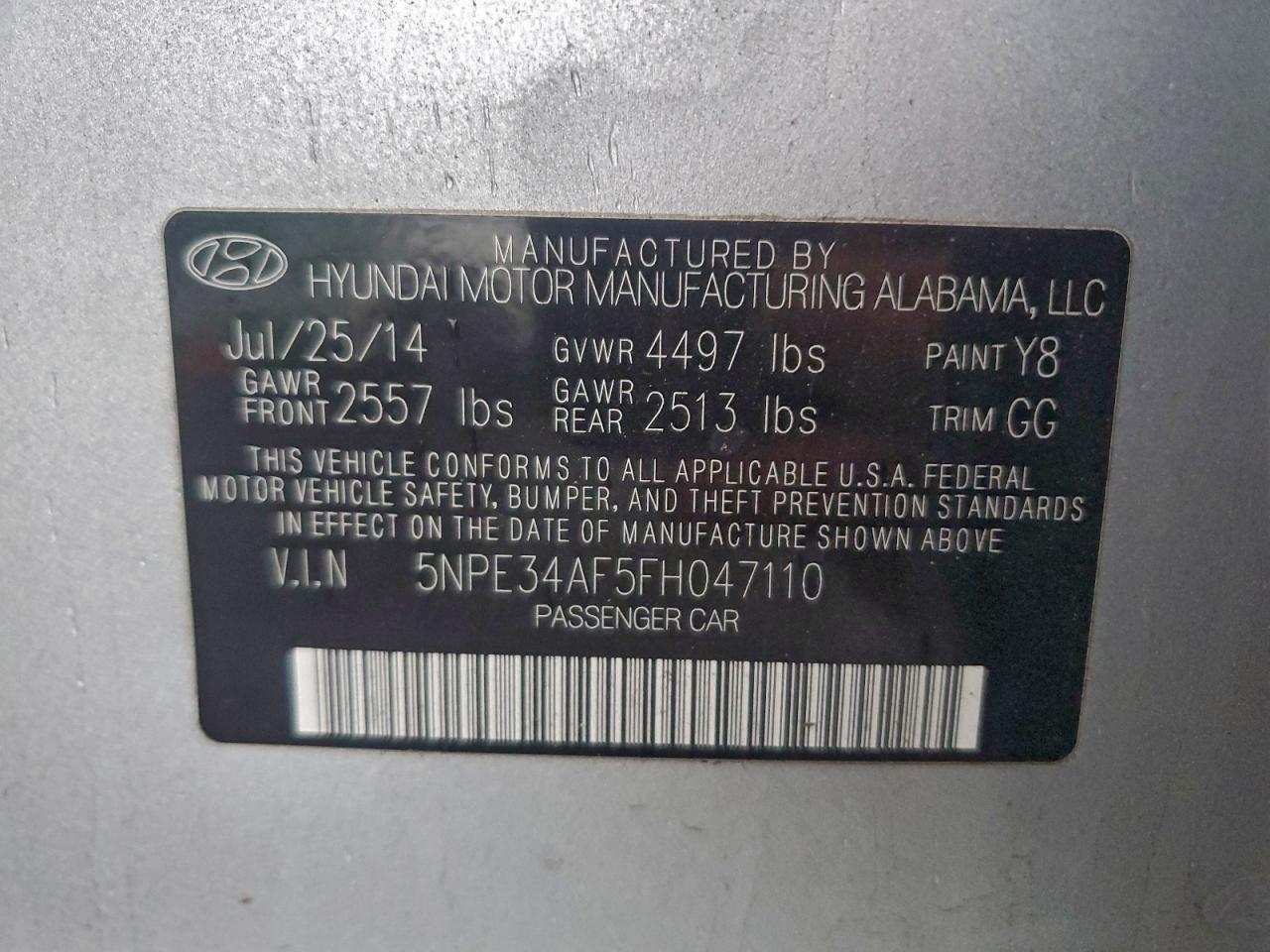 2015 Hyundai Sonata Sport VIN: 5NPE34AF5FH047110 Lot: 94513395