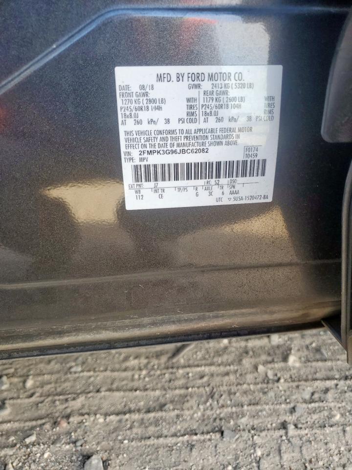 2018 Ford Edge Se VIN: 2FMPK3G96JBC62082 Lot: 92285035