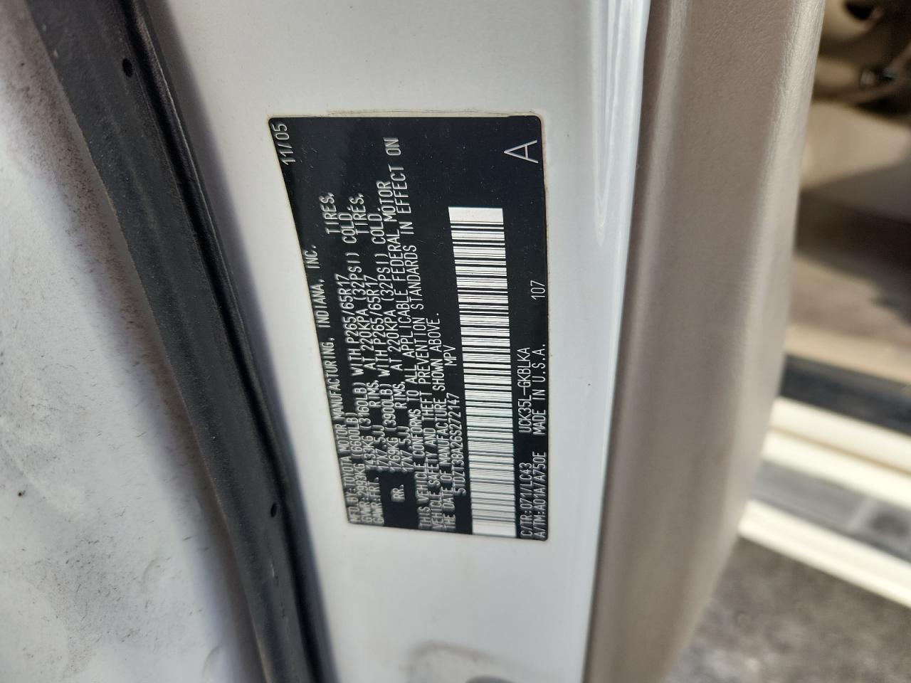 2006 Toyota Sequoia Limited VIN: 5TDZT38A26S272147 Lot: 93287435