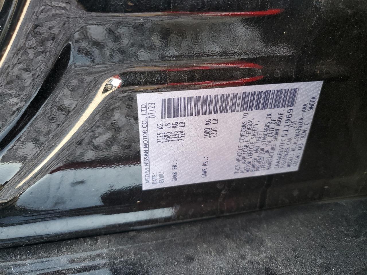 2023 Nissan Maxima Sr VIN: 1N4AA6EV7PC511969 Lot: 90788165