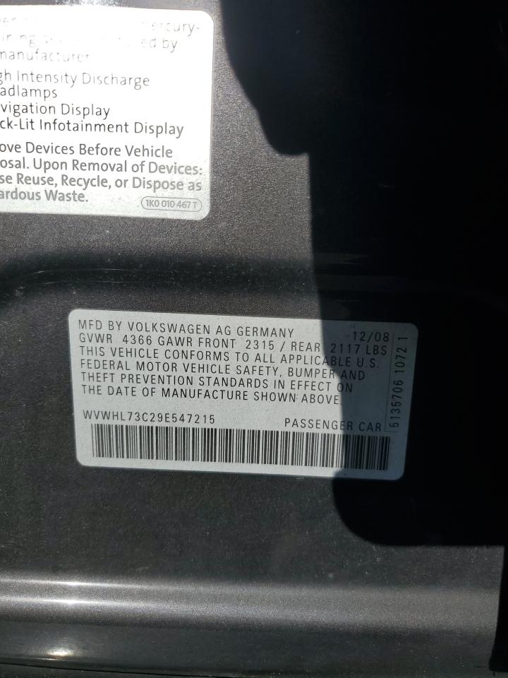 2009 Volkswagen Cc Luxury VIN: WVWHL73C29E547215 Lot: 92456065