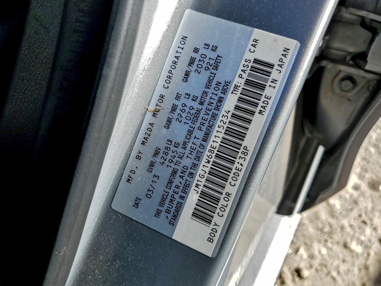 2014 Mazda 6 Grand Touring VIN: JM1GJ1W68E1115234 Lot: 94274185