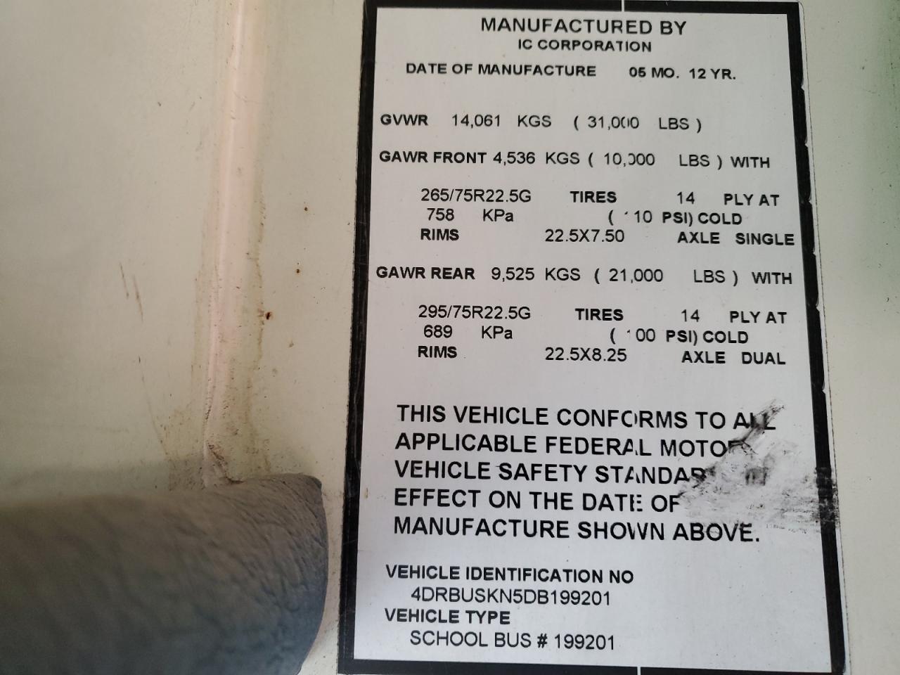 2013 Ic Corporation Ce Series School - School Bus VIN: 4DRBUSKN5DB199201 Lot: 90334565