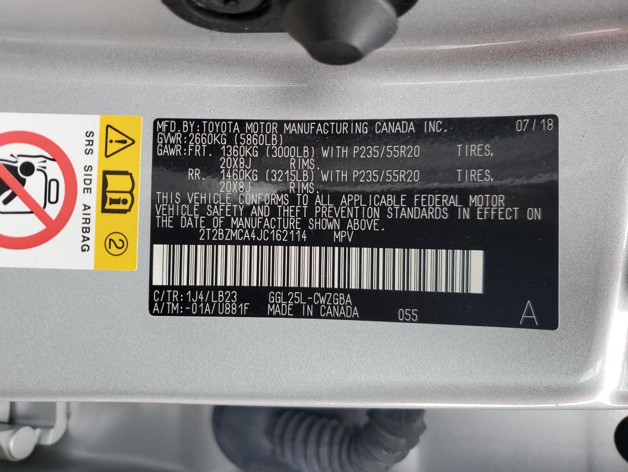 2018 Lexus Rx 350 Base VIN: 2T2BZMCA4JC162114 Lot: 93683445