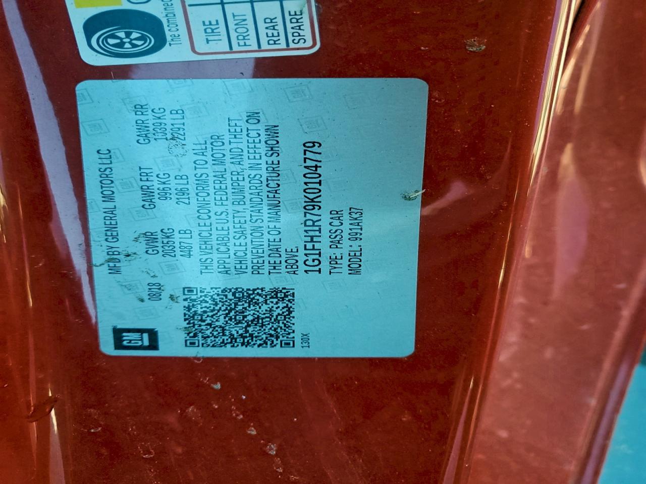 2019 Chevrolet Camaro Ss VIN: 1G1FH1R79K0104779 Lot: 93251625