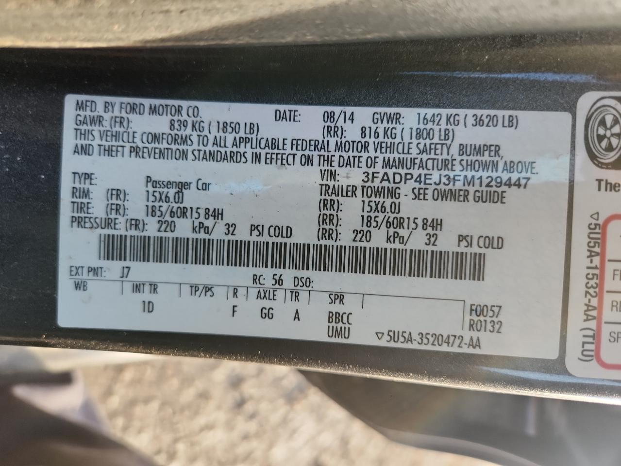 2015 Ford Fiesta Se VIN: 3FADP4EJ3FM129447 Lot: 90942335