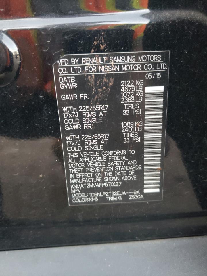 2015 Nissan Rogue S VIN: KNMAT2MV4FP570127 Lot: 92875245