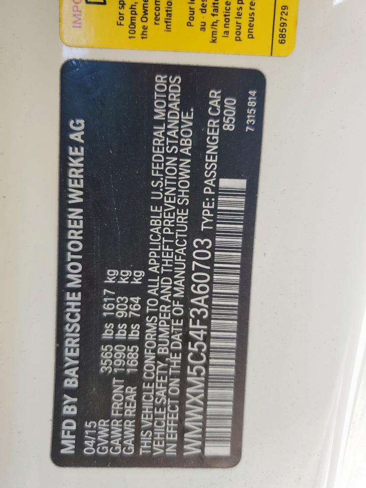 2015 Mini Cooper VIN: WMWXM5C54F3A60703 Lot: 90444375