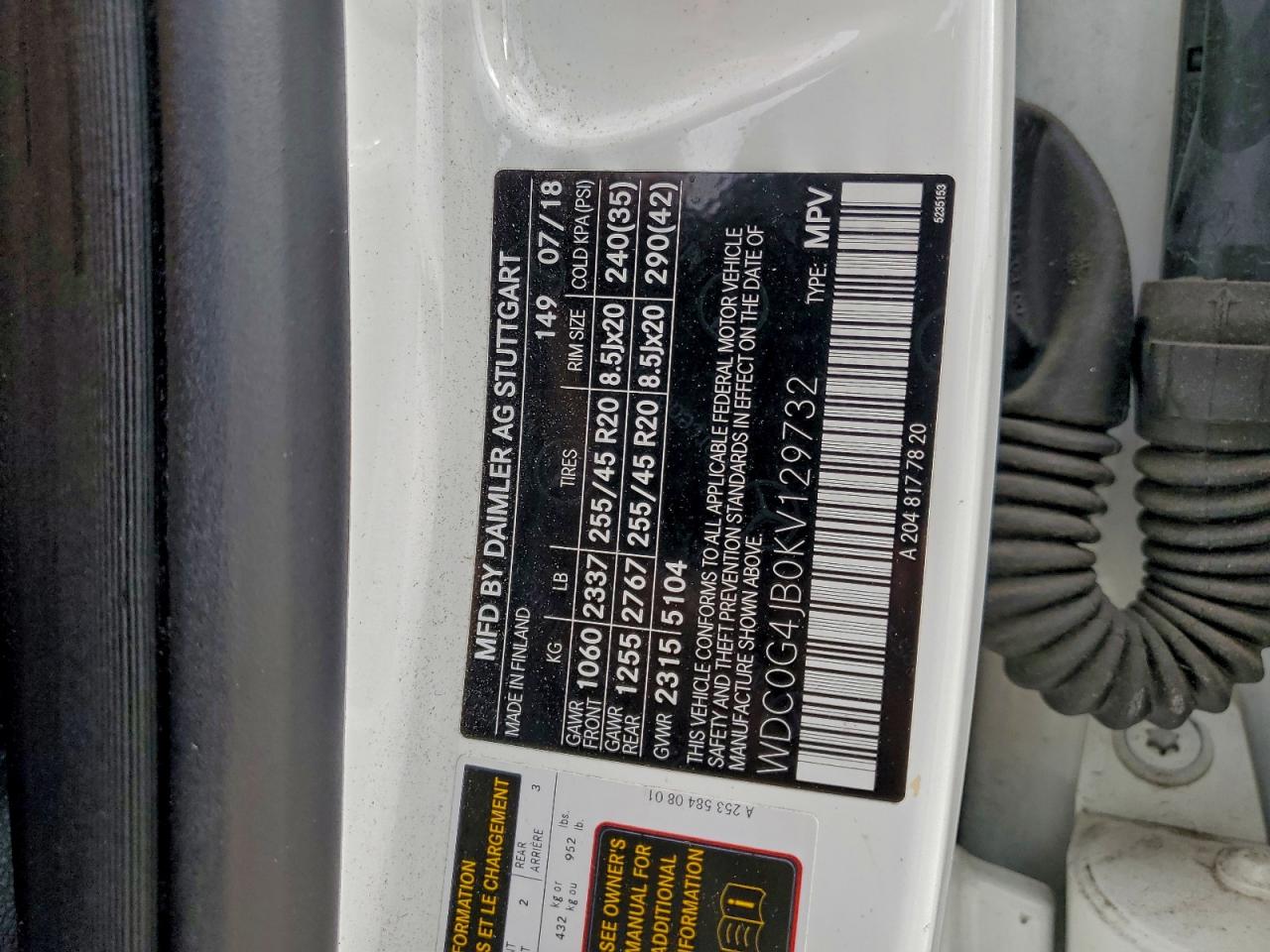 2019 Mercedes-Benz Glc 300 VIN: WDC0G4JB0KV129732 Lot: 92744395