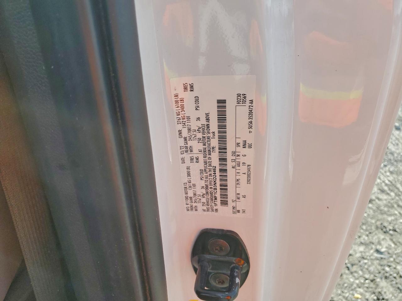 2022 Ford F150 VIN: 1FTMF1CB3NKD24462 Lot: 94159835