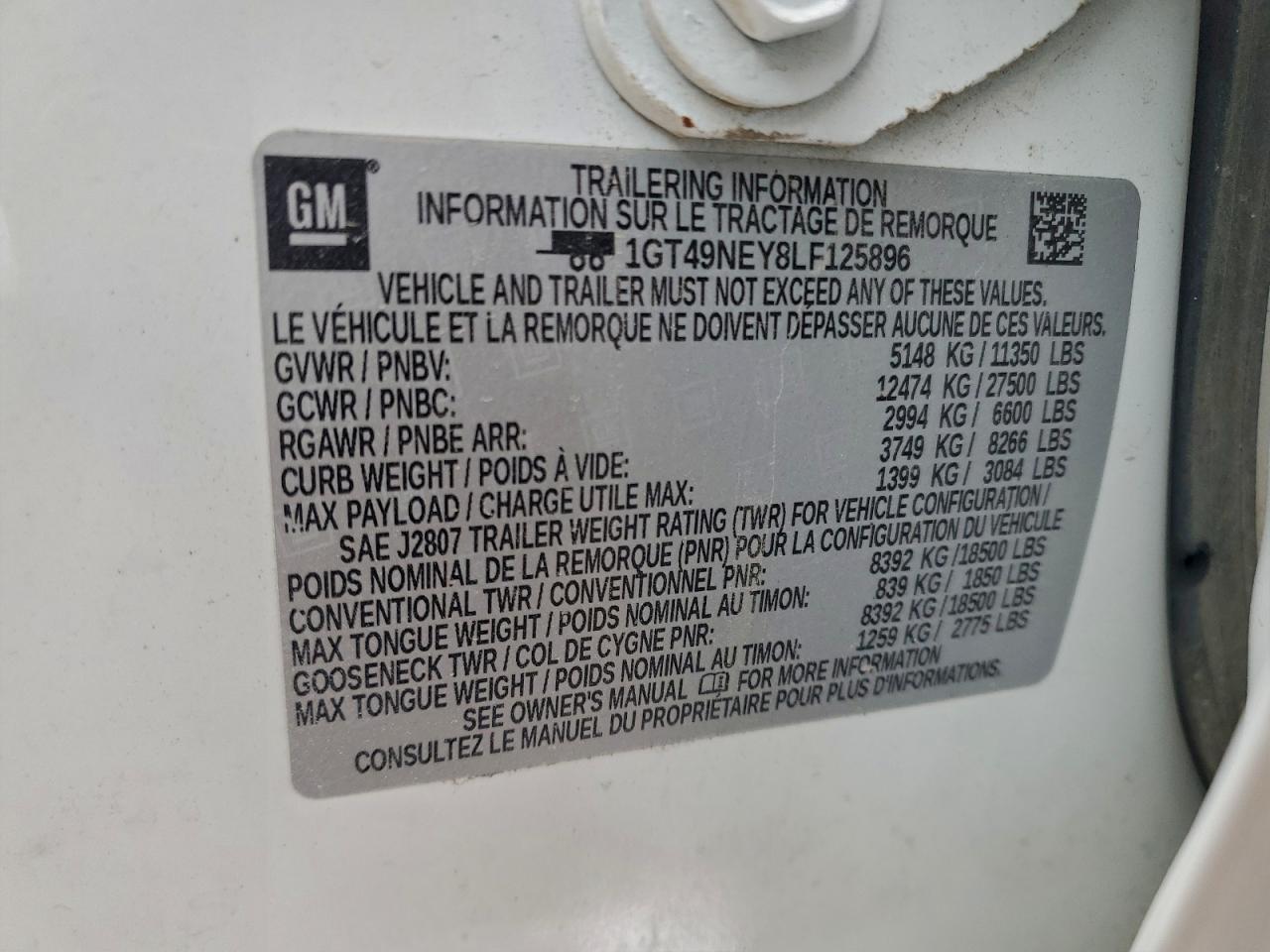 2020 GMC Sierra K2500 Slt VIN: 1GT49NEY8LF125896 Lot: 92944725