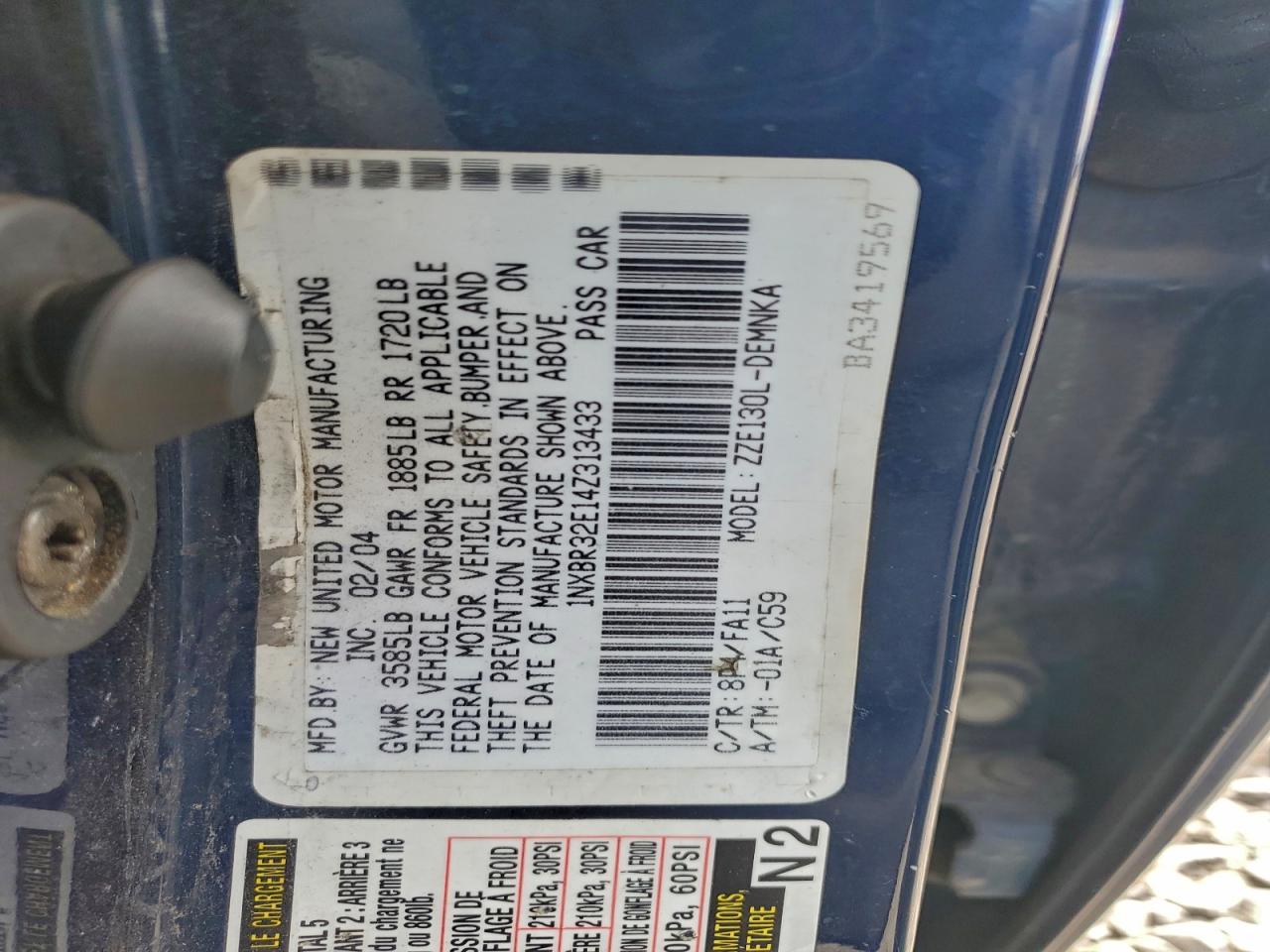 2004 Toyota Corolla Ce VIN: 1NXBR32E14Z313433 Lot: 94359415