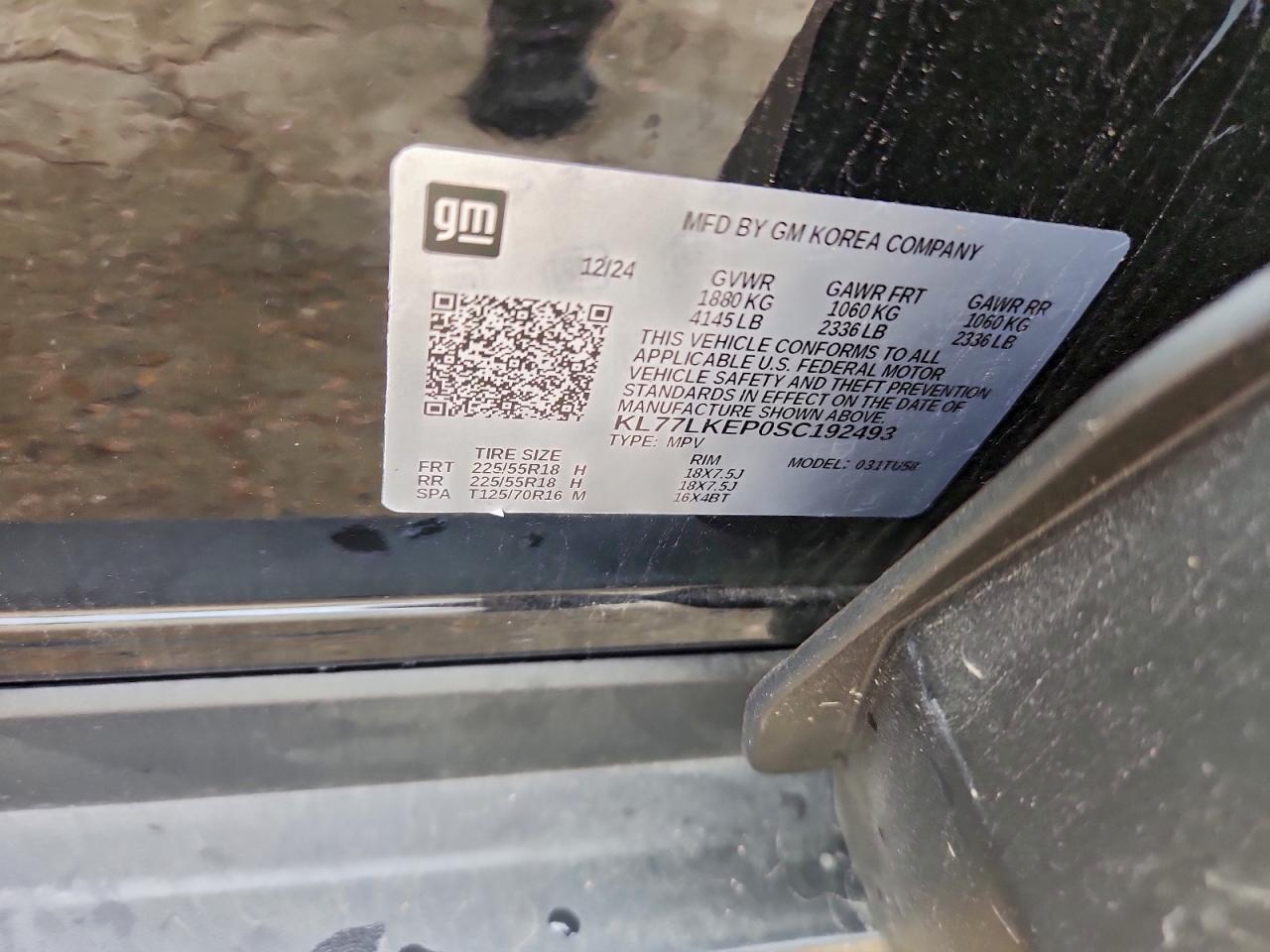 2025 Chevrolet Trax Activ VIN: KL77LKEP0SC192493 Lot: 94068015