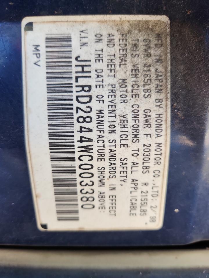 1998 Honda Cr-V Lx VIN: JHLRD2844WC003380 Lot: 91813685