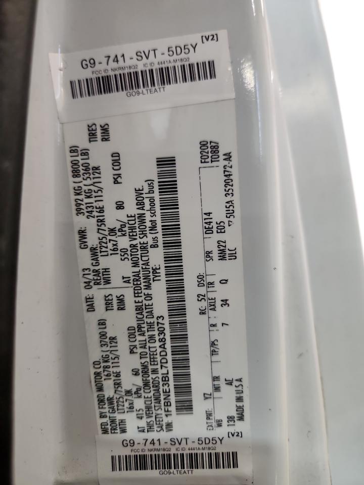 2013 Ford Econoline E350 Super Duty Wagon VIN: 1FBNE3BL7DDA83073 Lot: 92716435