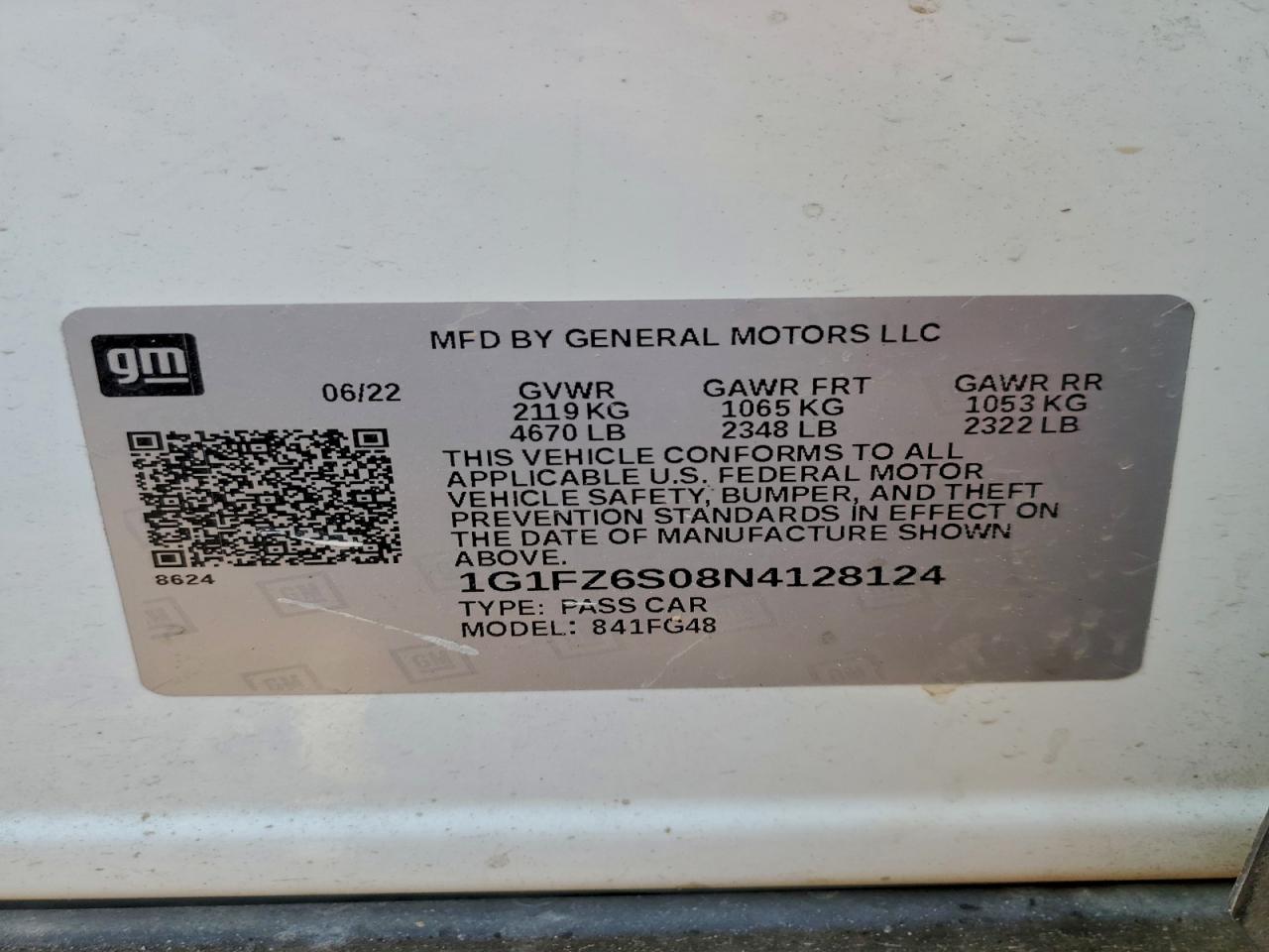 2022 Chevrolet Bolt Euv Premier VIN: 1G1FZ6S08N4128124 Lot: 92753425